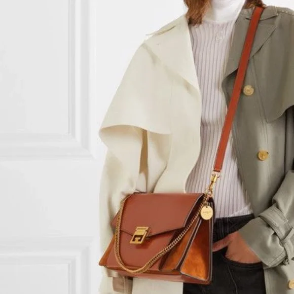 Givenchy Small GV3 Leather & Suede Crossbody Bag Chestnut - Picture 1 of 15